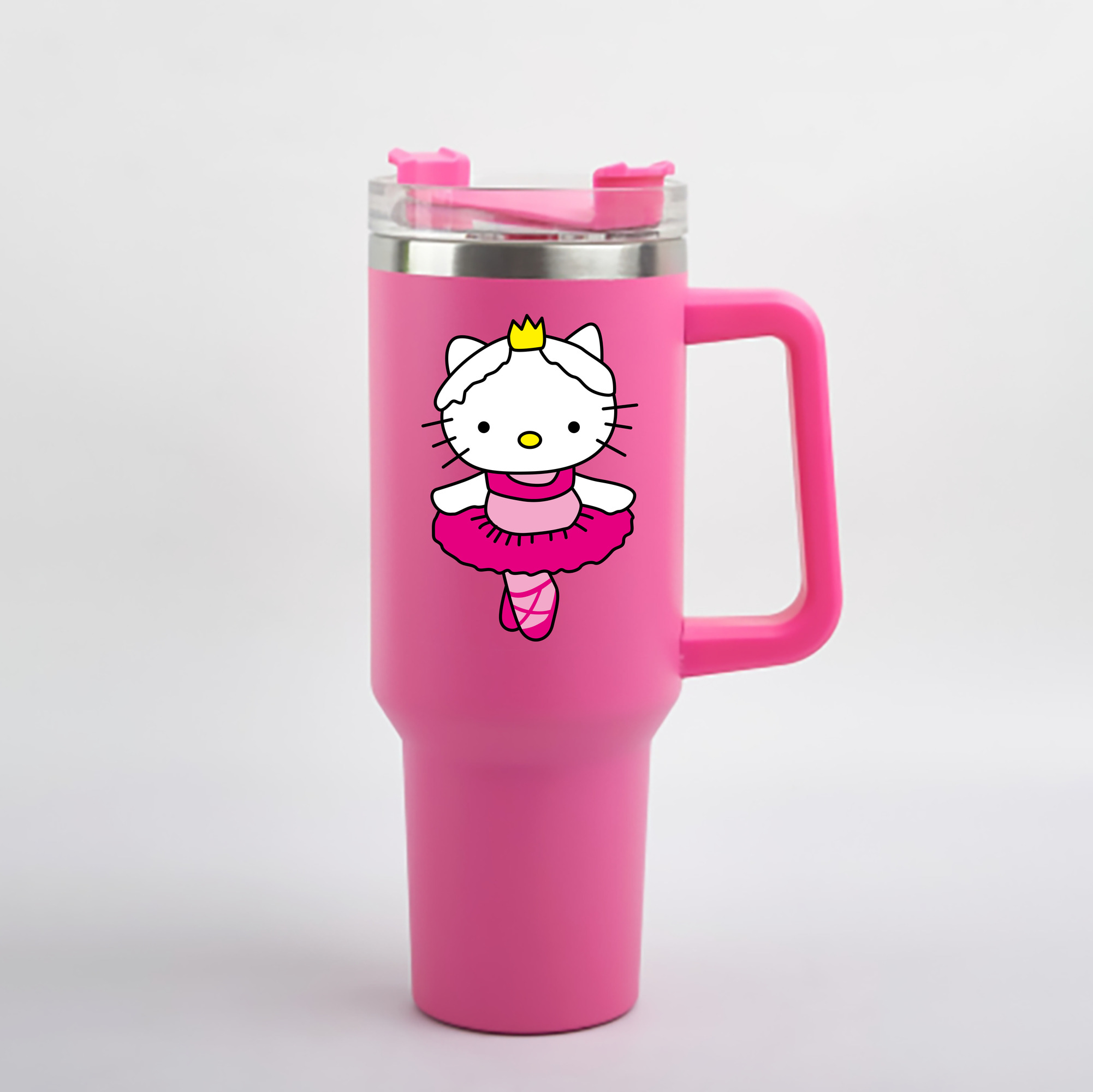 （画像用） Hello Kitty ハローキティ 1200mL車用タンブラー - クリスタルステッカー（プラスチックストロー付き）